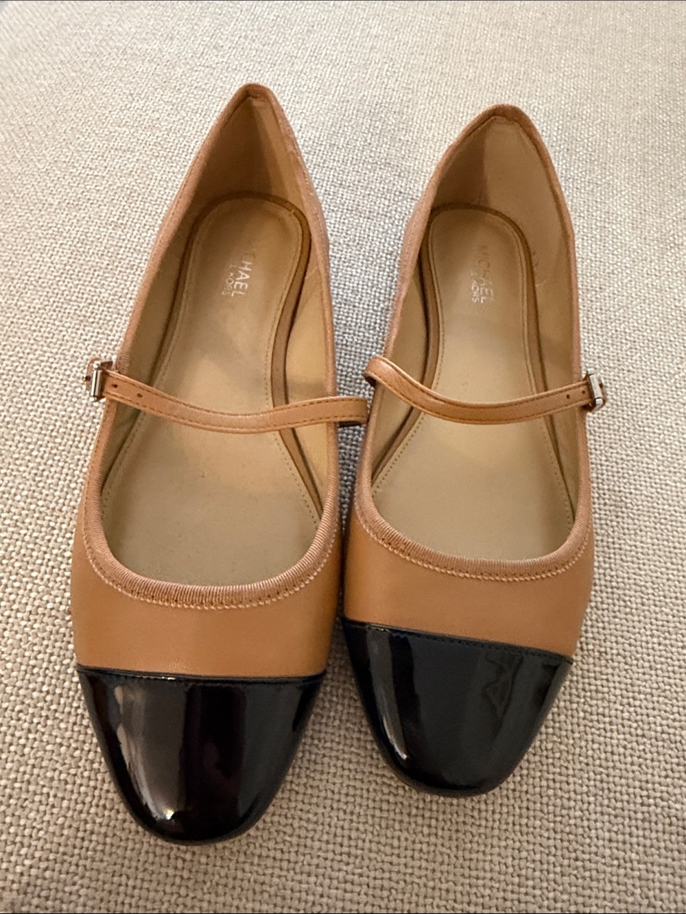 Michael Kors Tan and Black Mary Jane Flat